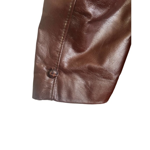 VTG Sears The Leather Shop Mens Size 42 Jacket Removable Lining Brown Buttons - Picture 10 of 13
